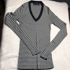 Club Monaco Black and White Striped Top